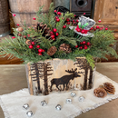 Moose Christmas Wood Box – Berry & Greenery Arrangement