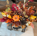 Moose Harvest Wood Box – Autumn Floral Arrangement