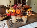 Black Bear Autumn Wood Box – Fall Floral Arrangement
